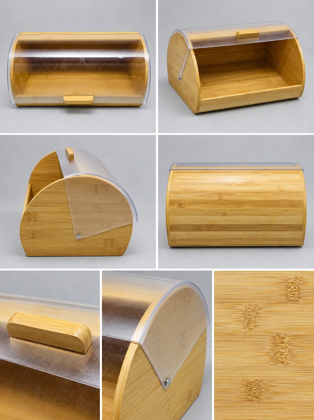 Хлебница руллетная бамбуковая с пластиковой крышкой 37×25×19 см